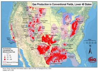 shale gas production map